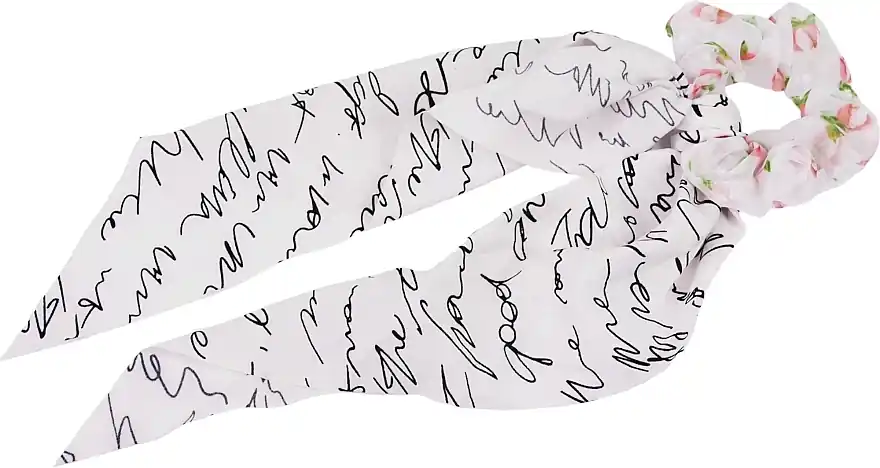Hair Band with Ribbon, white with pattern - Accessories