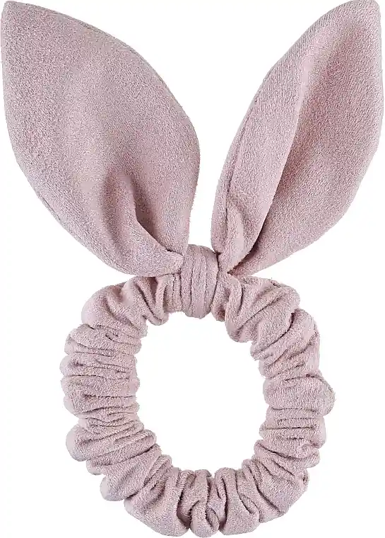 Suede hair scrunchie with ears, pale powder 'Bunny' - Accessories