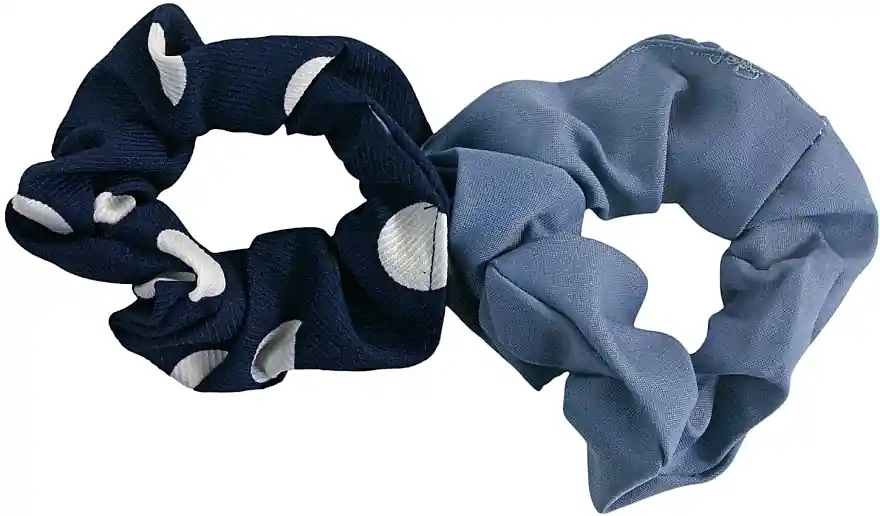 Polka Dot Hair Ties, 10-11 cm, 2 pcs., blue and light blue