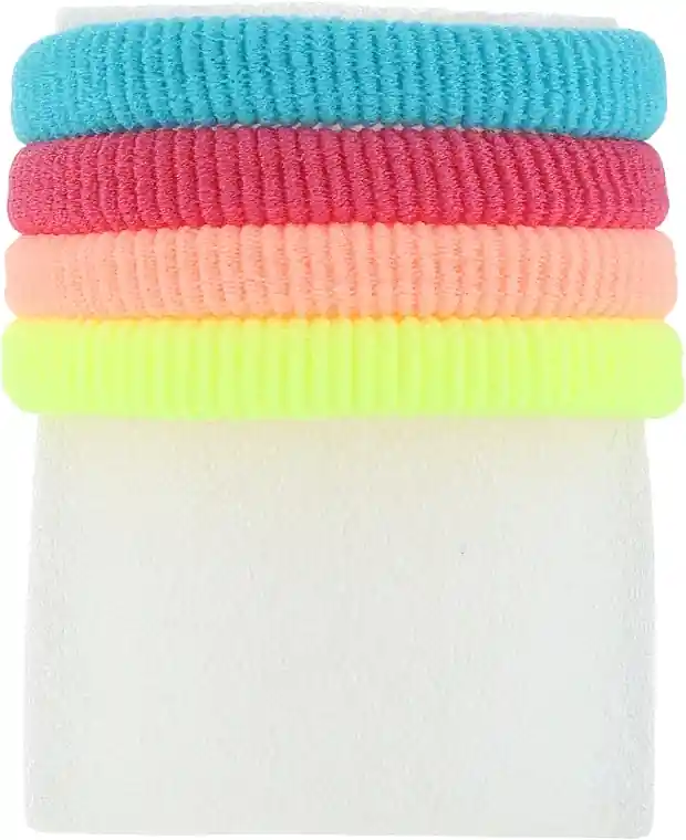 Hair Ties, 4 pcs., blue + red + peach + yellow - Accessories