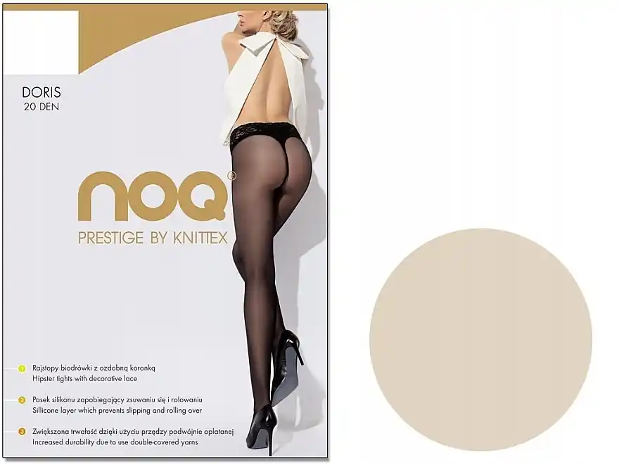 Tights 'Doris', 20 Den, lace belt, visone - Clothes
