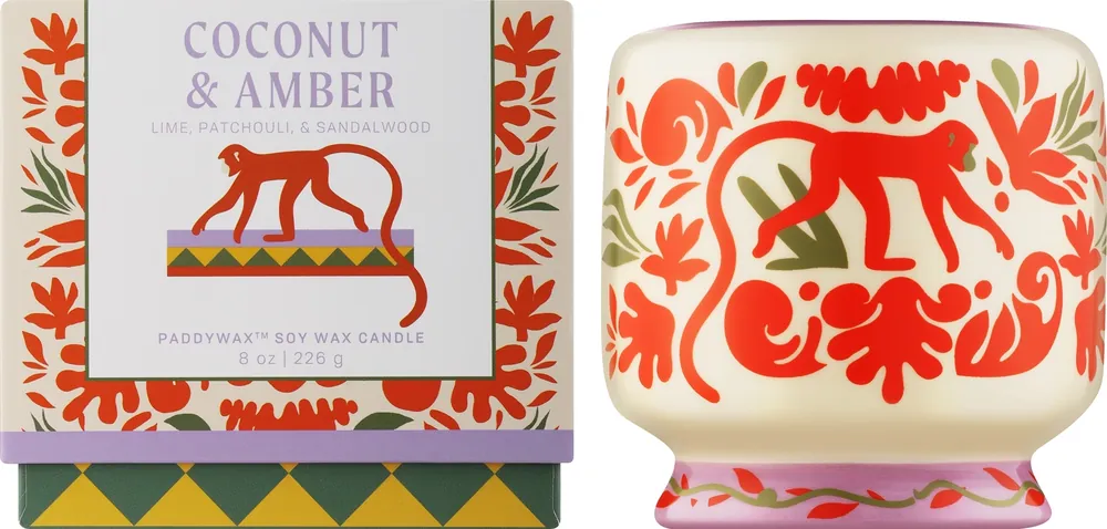 Coconut & Amber Scented Ceramic Candle - Bath and Body