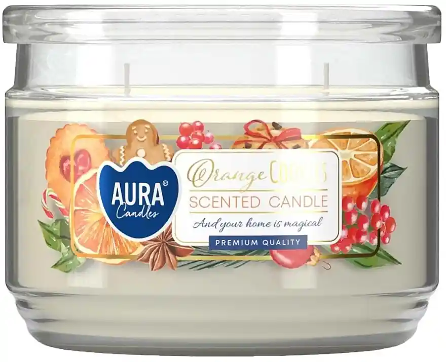 Orange Cookie Scented Candle in Glass, with cap - Bath and Body