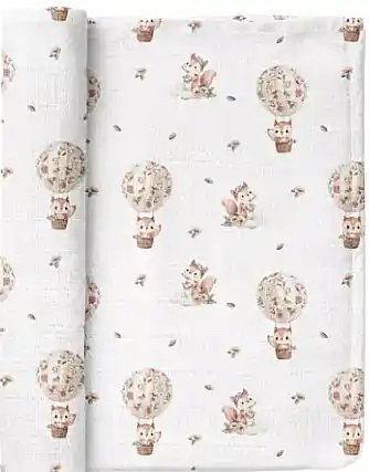 Children's bamboo swaddle with squirrel pattern, 110x110cm - Bocioland