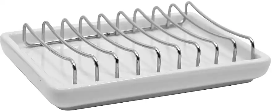 Metal Soap Dish with Ceramic Base - Accessories