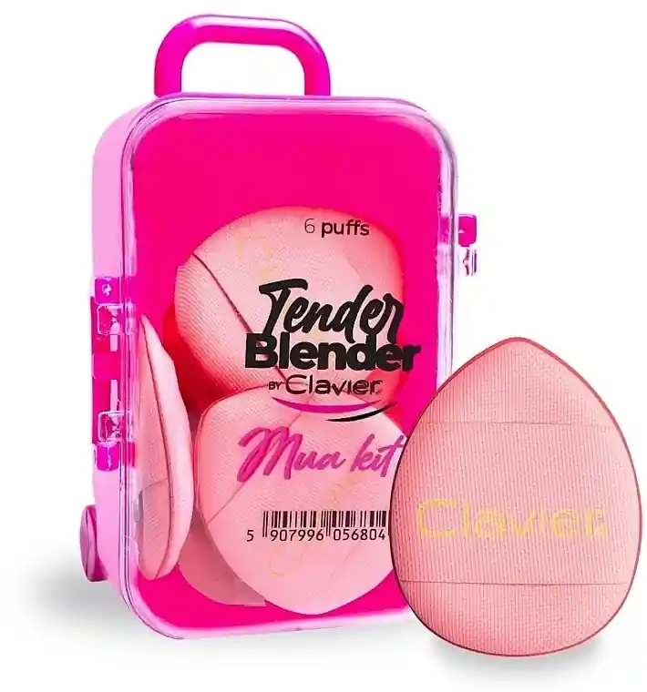 Flat Makeup Sponge Mini Set, pink, 6 pcs - Accessories