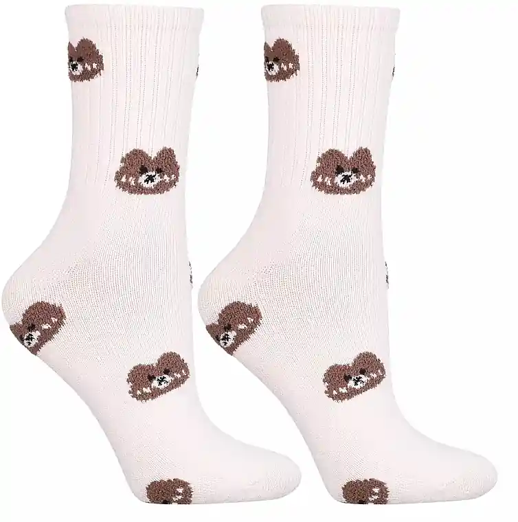 Long women's socks, CSL450-047, cream