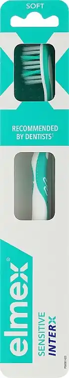 Soft toothbrush, turquoise-white with blue elements