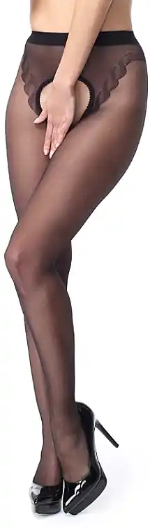 Open Access Tights with Zipper, P211, black - Clothes