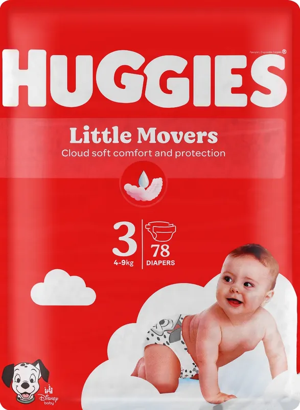 Little Movers 3 Diapers, 4-9 kg, Mega, 78 pcs.
