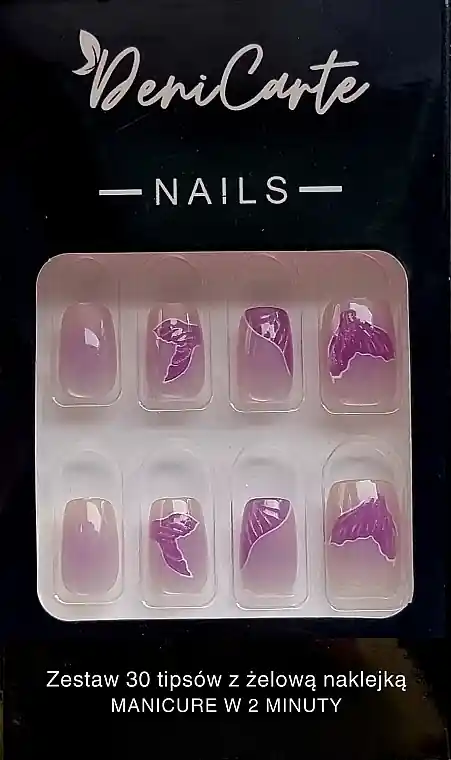 False Nails, square, dark purple mermaid tail, 30 pcs.