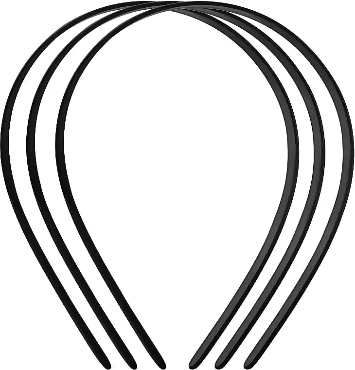 Plastic Basic Hair Hoop, medium, 3 pcs, black - Accessories
