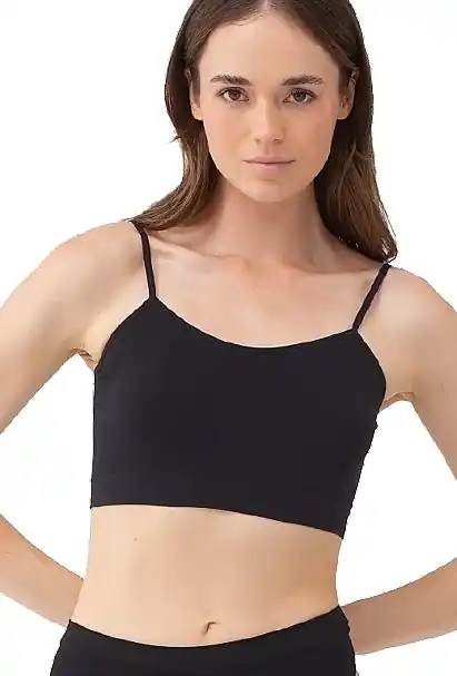 Seamless Top with Thin Straps, black - Clothes