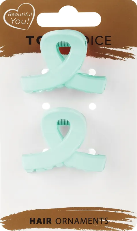 Hair clips, 21428+1, 2 pcs, turquoise - Accessories