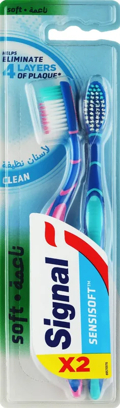 Soft toothbrush, 69570976, blue with turquoise + blue with pink - Bath and Body