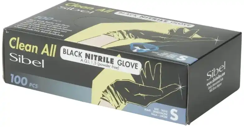 Nitrile Gloves, powder-free, black, size S