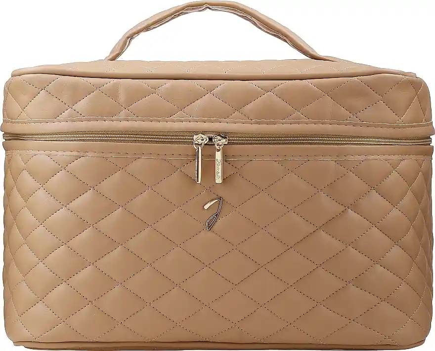 Quilted Makeup Bag, brown, large, A6151VT - Accessories