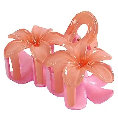 Hair Claw Clip, Orange-Pink Lily