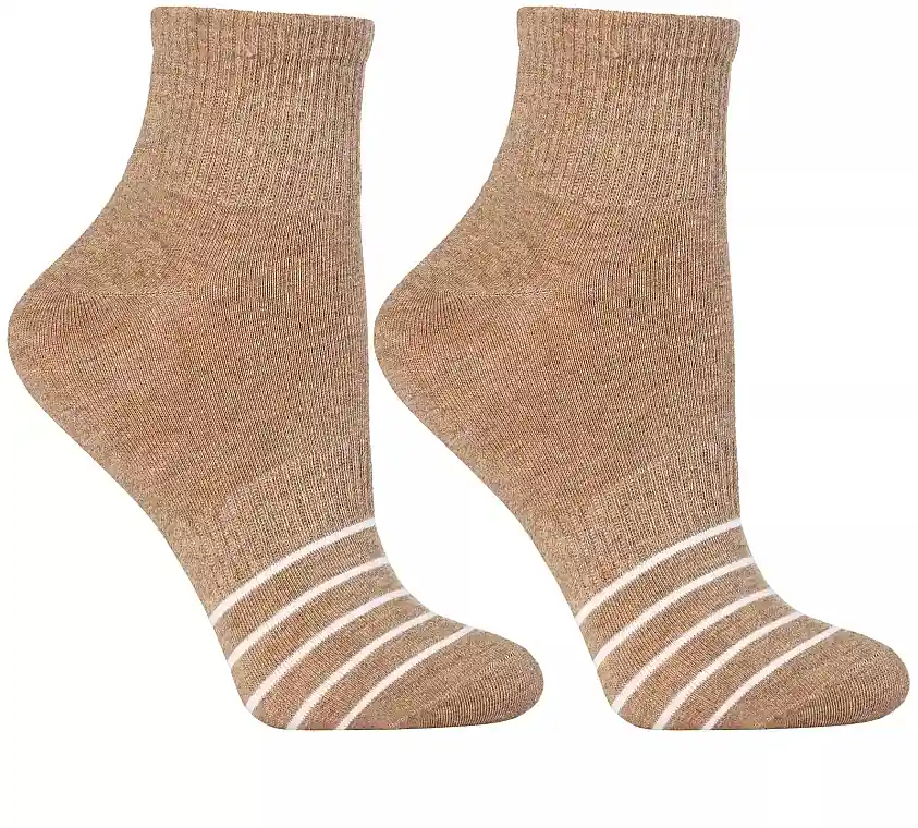 Women's 3/4 Socks, CSL200-932, beige with stripes