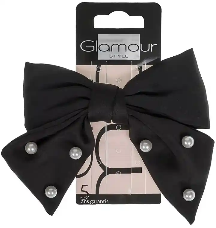 Hair Clip 417403, black bow with pearls - Accessories