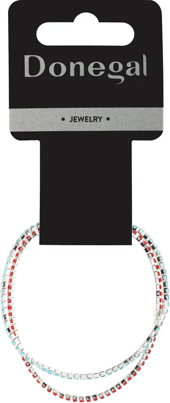 Bracelets with rhinestones, 6429, 2 pcs, blue chameleon + red - Costume jewelry