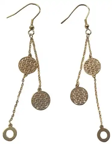 Women Earrings, hanging circles, golden - Costume jewelry