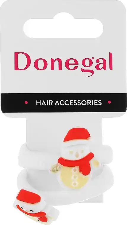 Hair Ties FA-5739, 2 pcs., white with snowmen