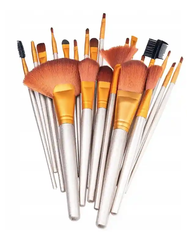 Makeup Brush Set in Gold Case, 24 pcs - Accessories