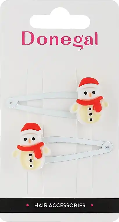 Hair Clips FA-5738+1, White, Snowmen