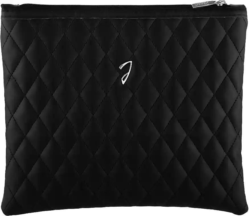 Large Quilted Makeup Bag, black, A6130VT - Accessories