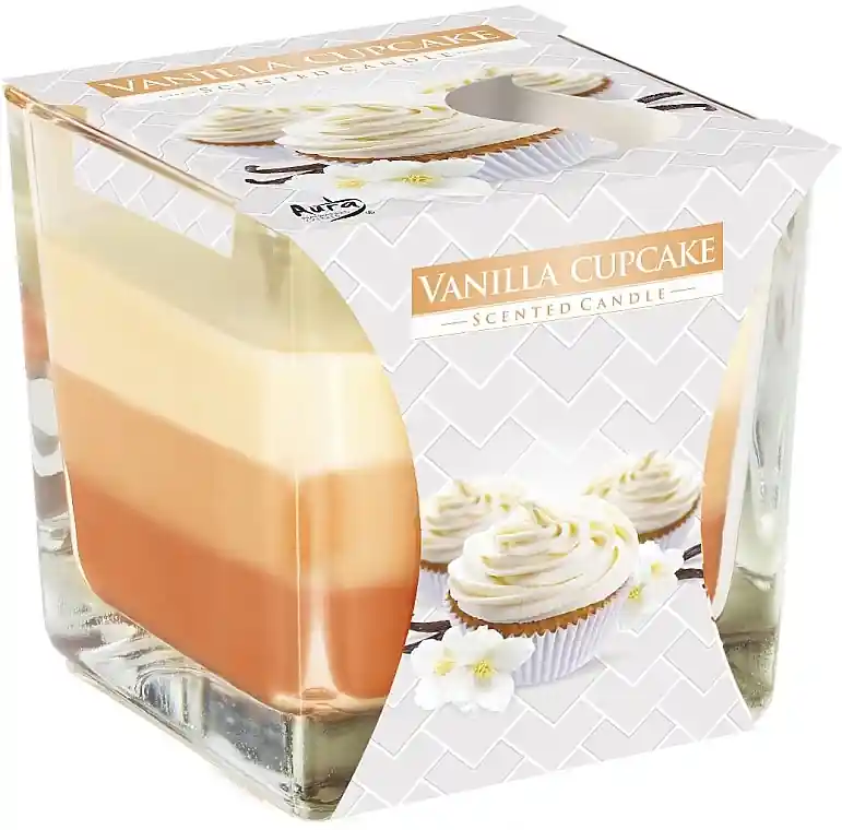Scented Three-Layer Candle in Glass 'Vanilla Cupcake'