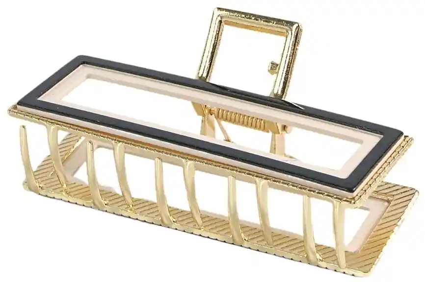 Claw Clip, rectangular, black and gold - Accessories