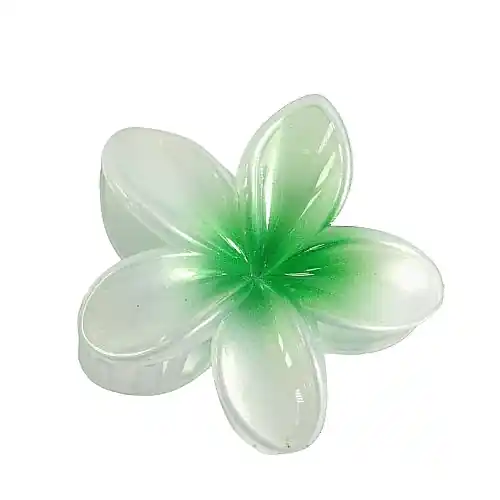 White & Green Hawaiian Flower Hair Clip - Accessories