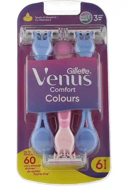 Set of disposable razors, 6 pcs, 3 blue + 3 pink - Bath and Body