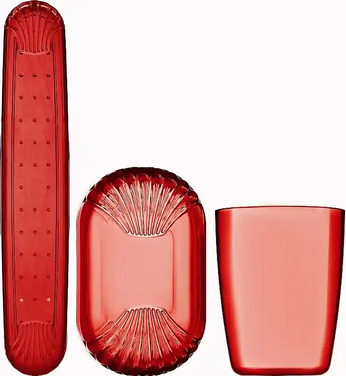 Toiletry Set 41372, transparent red, black bag - Accessories