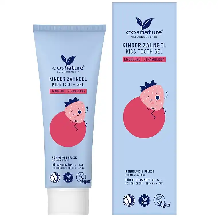 Natural Strawberry Tooth Gel for Kids, 0-6 years old, without fluoride