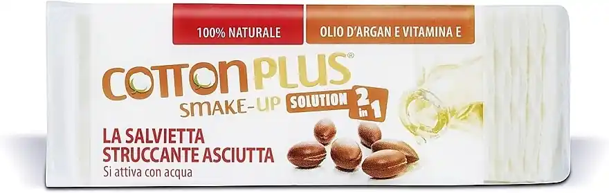 Water-activated makeup removal pads with argan oil, 60 pcs