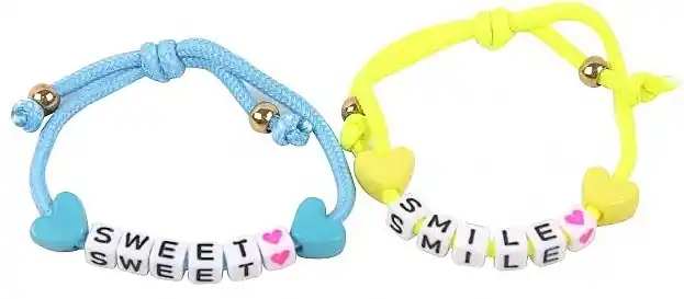Fluorescent Bracelet with Pendants, 2 pcs, 6446, blue and yellow - Costume jewelry