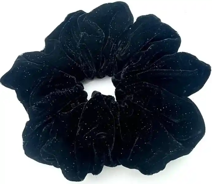 Velour Scrunchie with Glitter, black - Accessories