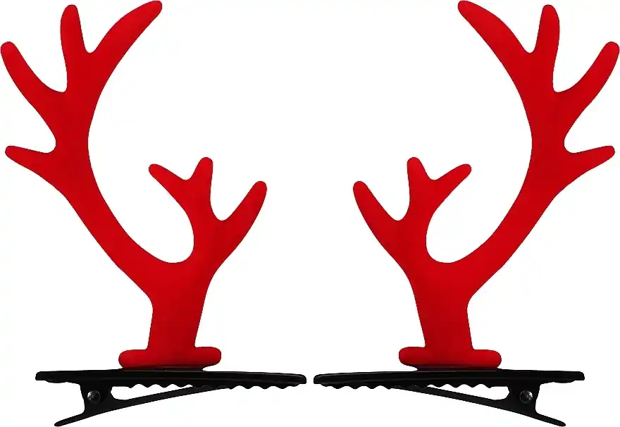 Christmas Hair Clip, FA-5742, with deer horns, black/red