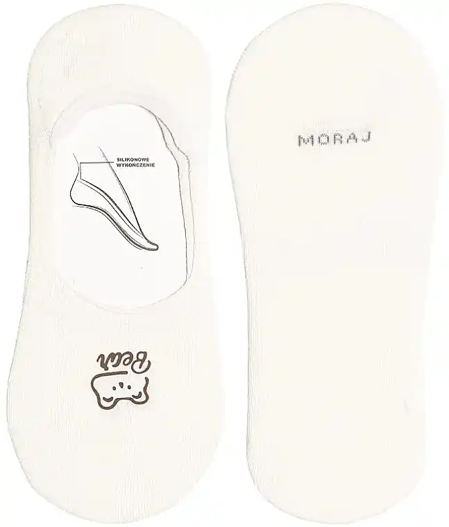 Women's low-cut cotton socks with teddy bear pattern, white