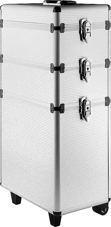Hairdressing Case, aluminium, three-section, silver