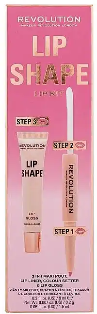 Makeup Revolution London Lip Shape (lip/liner/0.2g + colour/setter/1.5ml + lip/gloss/9ml)