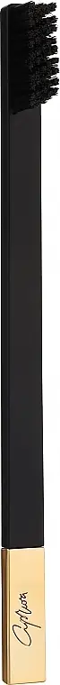 Soft Toothbrush, matte black with gold cap - Bath and Body