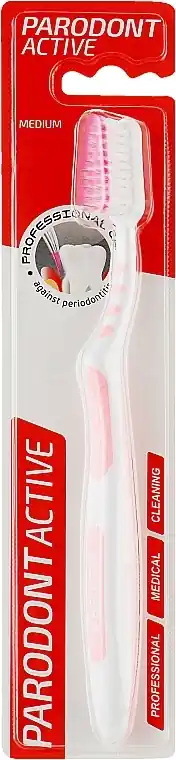 Toothbrush, medium, white and pink - Bath and Body