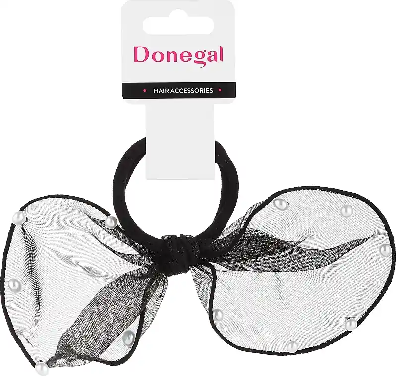 Hair Tie, FA-5620, Black Bow with Pearls