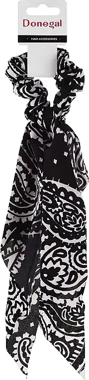 Hair tie, black with white pattern - Accessories