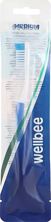 Toothbrush, medium, blue and white - Bath and Body