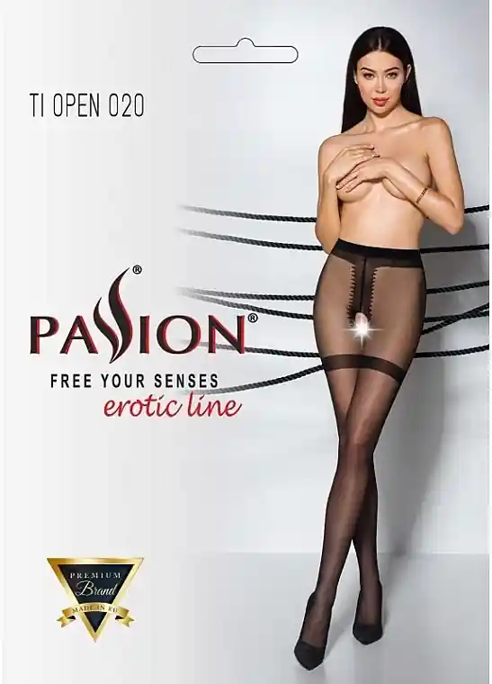 Erotic Tights with Cutout 'Tiopen' 020, 20 Den, black - Clothes