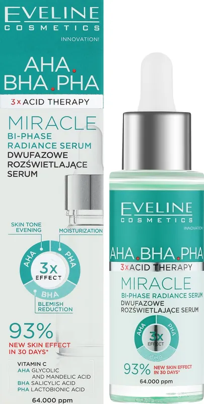 Two-phase brightening facial serum